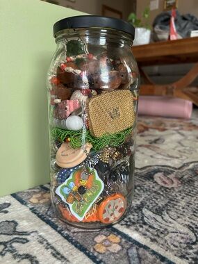 Vintage jewelry-trinket jar full of surprises